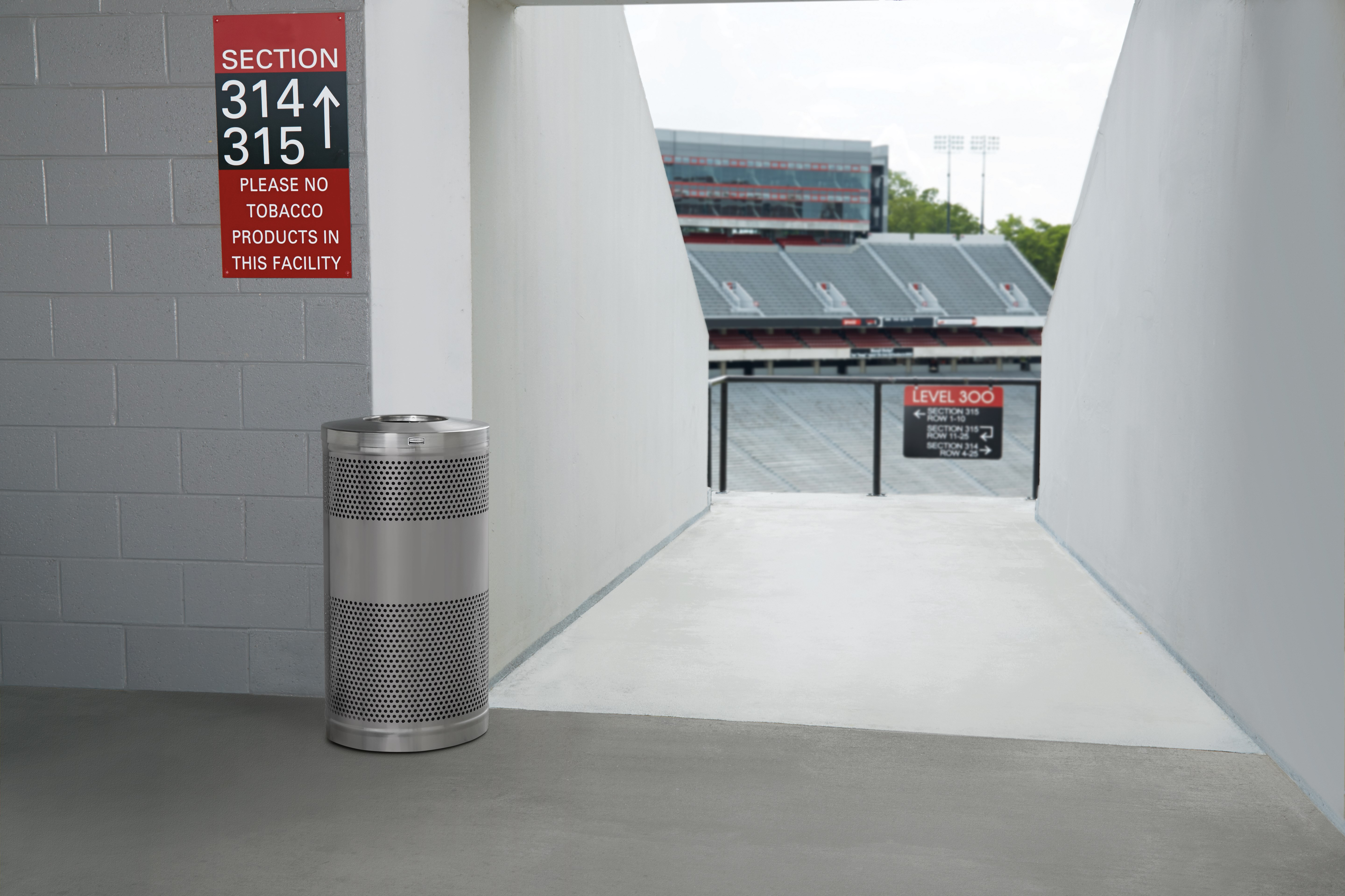 The heavy-duty Classics Decorative Waste Container has a perforated steel design for a clean and modern appearance. This container is a smart choice for high-traffic areas and can be used both outdoors and indoors.
