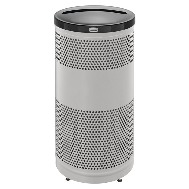 The heavy-duty, 25 Gallon Classics Decorative Recycling Container has a perforated steel design for a clean and modern appearance