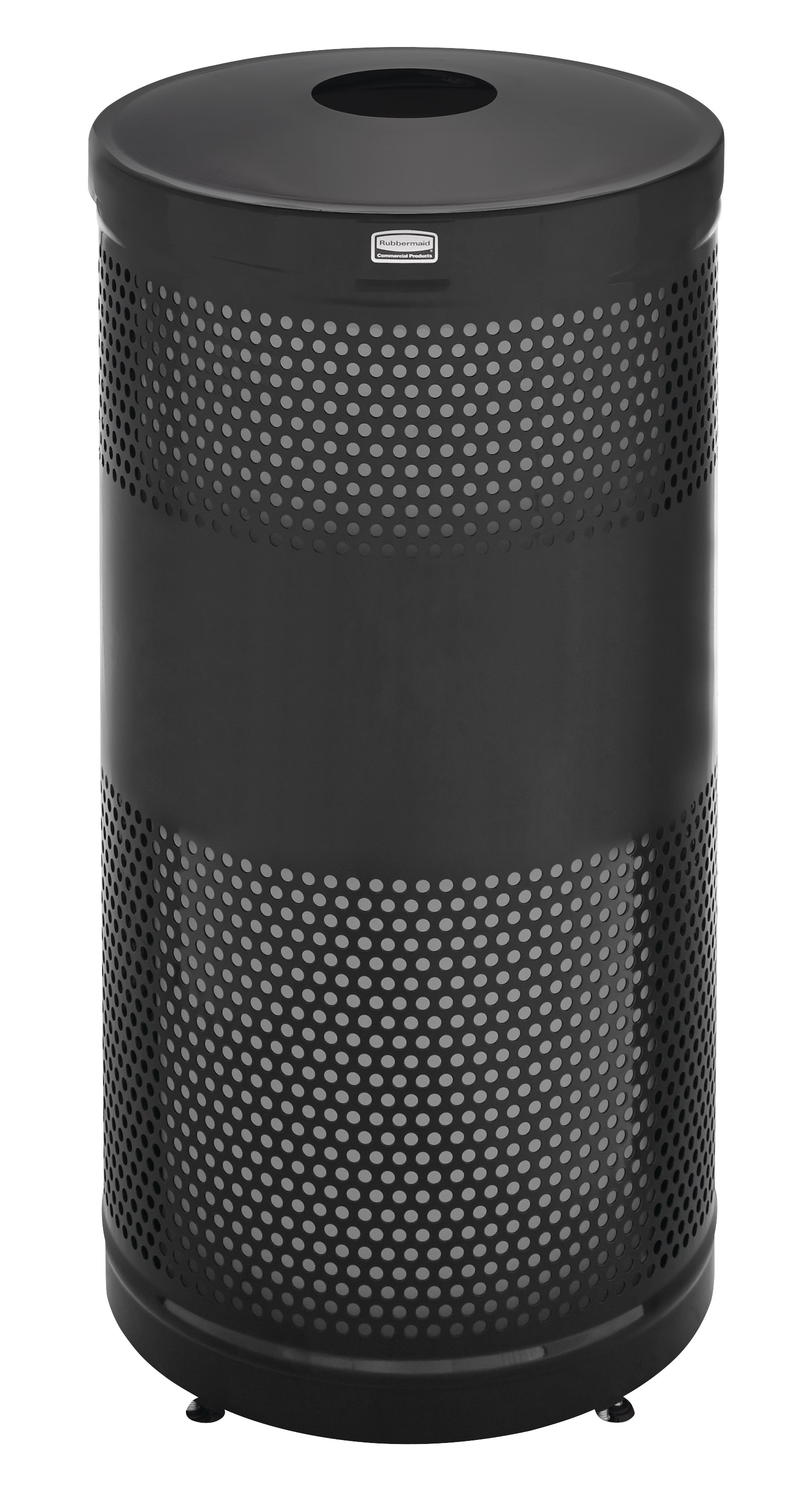 The heavy-duty, 25 Gallon Classics Decorative Recycling Container has a perforated steel design for a clean and modern appearance
