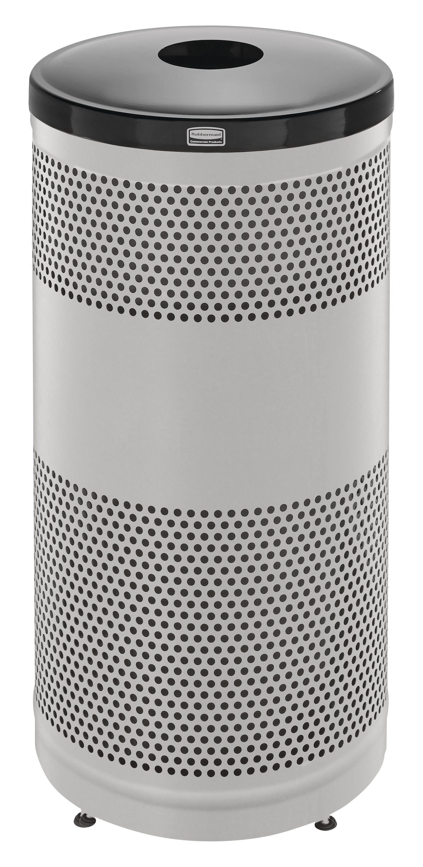 The heavy-duty, 25 Gallon Classics Decorative Recycling Container has a perforated steel design for a clean and modern appearance