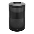 The heavy-duty Classics Decorative Waste Container has a perforated steel design for a clean and modern appearance. This container is a smart choice for high-traffic areas and can be used both outdoors and indoors.