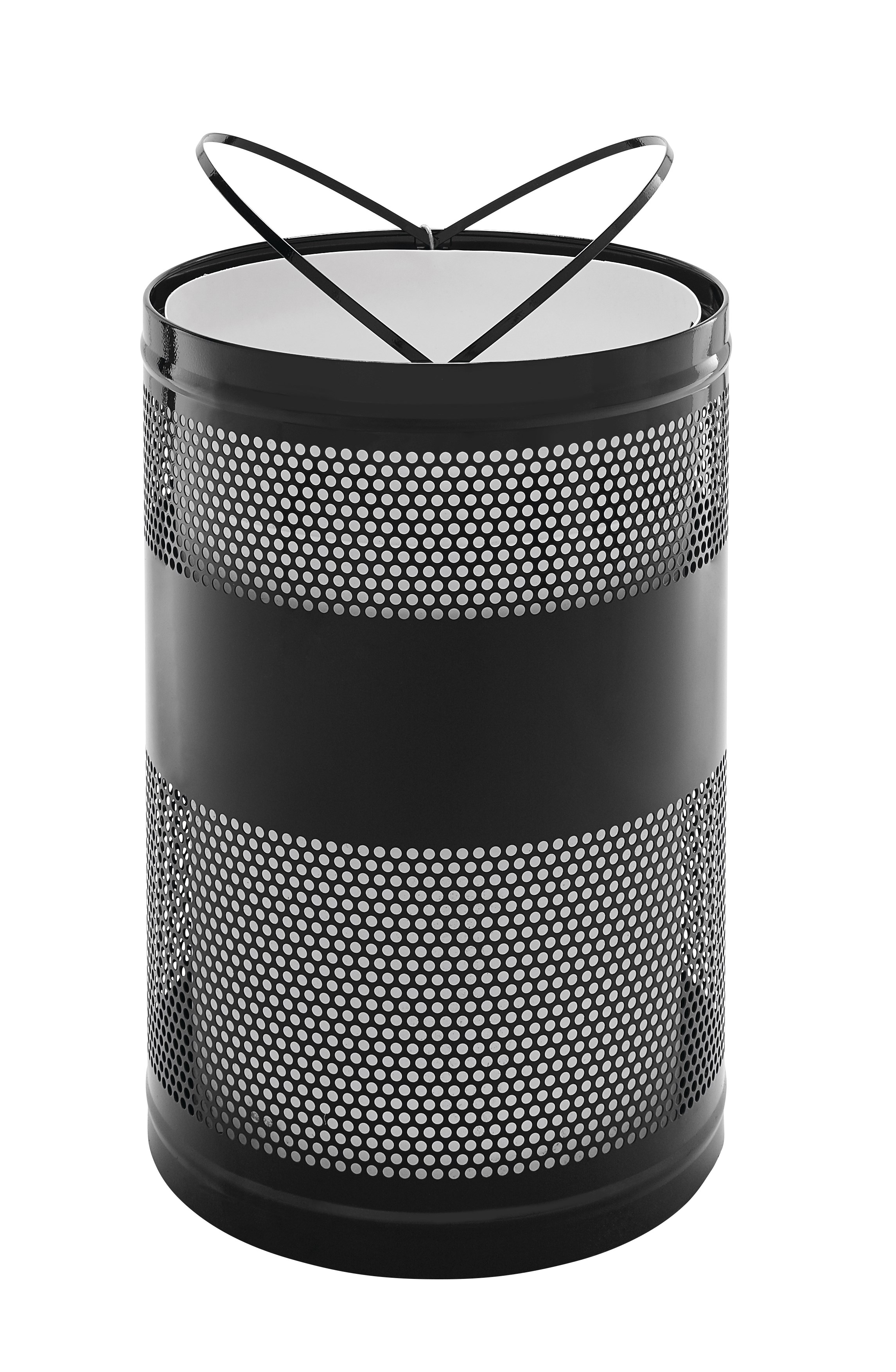The heavy-duty Classics Decorative Waste Container has a perforated steel design for a clean and modern appearance. This container is a smart choice for high-traffic areas and can be used both outdoors and indoors.