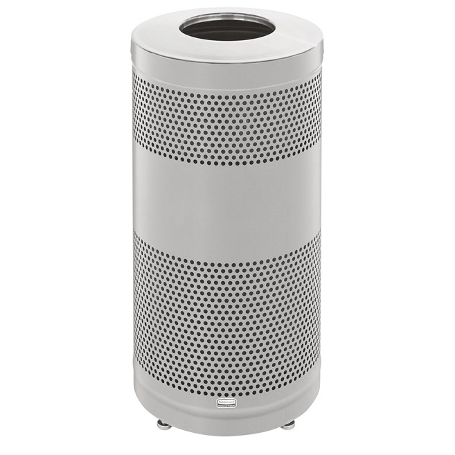 The heavy-duty Classics Decorative Waste Container has a perforated steel design for a clean and modern appearance. This container is a smart choice for high-traffic areas and can be used both outdoors and indoors.