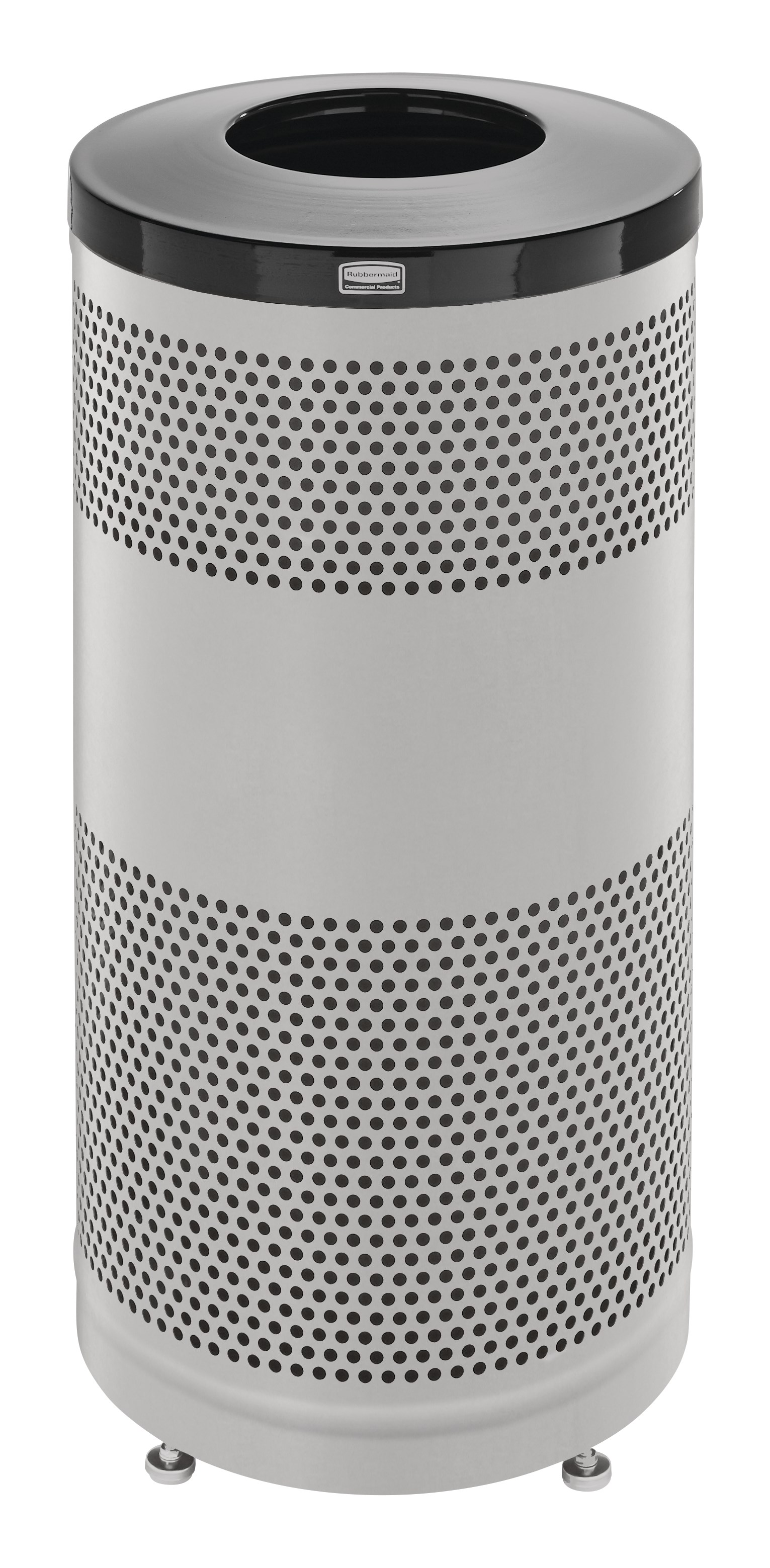 The heavy-duty Classics Decorative Waste Container has a perforated steel design for a clean and modern appearance. This container is a smart choice for high-traffic areas and can be used both outdoors and indoors.