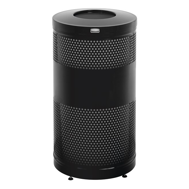 The heavy-duty Classics Decorative Waste Container has a perforated steel design for a clean and modern appearance. This container is a smart choice for high-traffic areas and can be used both outdoors and indoors.