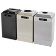 The sleek Silhouettes 29 Gallon FGDCR24 Decorative Square Indoor Recycling Container has a contemporary perforated pattern designed to seamlessly and beautifully blend with modern facilities and environments. High-quality materials and craftsmanship ensur