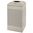 The sleek Silhouettes 29 Gallon FGDCR24 Decorative Square Indoor Recycling Container has a contemporary perforated pattern designed to seamlessly and beautifully blend with modern facilities and environments. High-quality materials and craftsmanship ensur