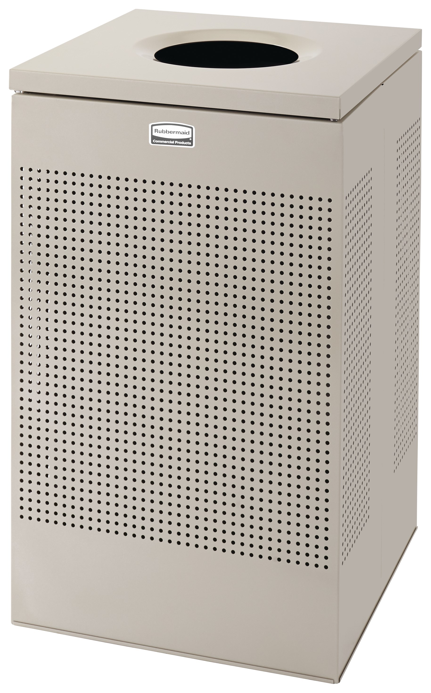 The sleek Silhouettes 29 Gallon FGSC18 Decorative Square Indoor Waste Container has a contemporary perforated pattern designed to seamlessly and beautifully blend with modern facilities and environments. High-quality materials and craftsmanship ensure containers can withstand the rigors of everyday use.