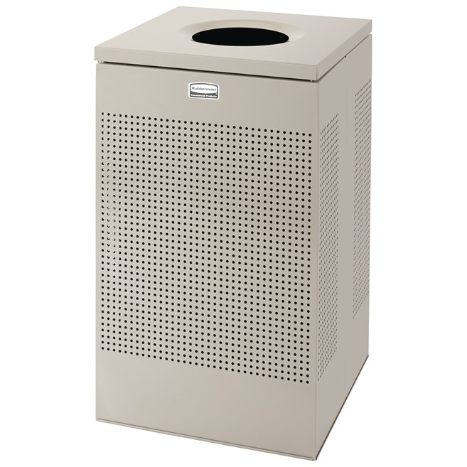 The sleek Silhouettes 29 Gallon FGSC18 Decorative Square Indoor Waste Container has a contemporary perforated pattern designed to seamlessly and beautifully blend with modern facilities and environments. High-quality materials and craftsmanship ensure containers can withstand the rigors of everyday use.