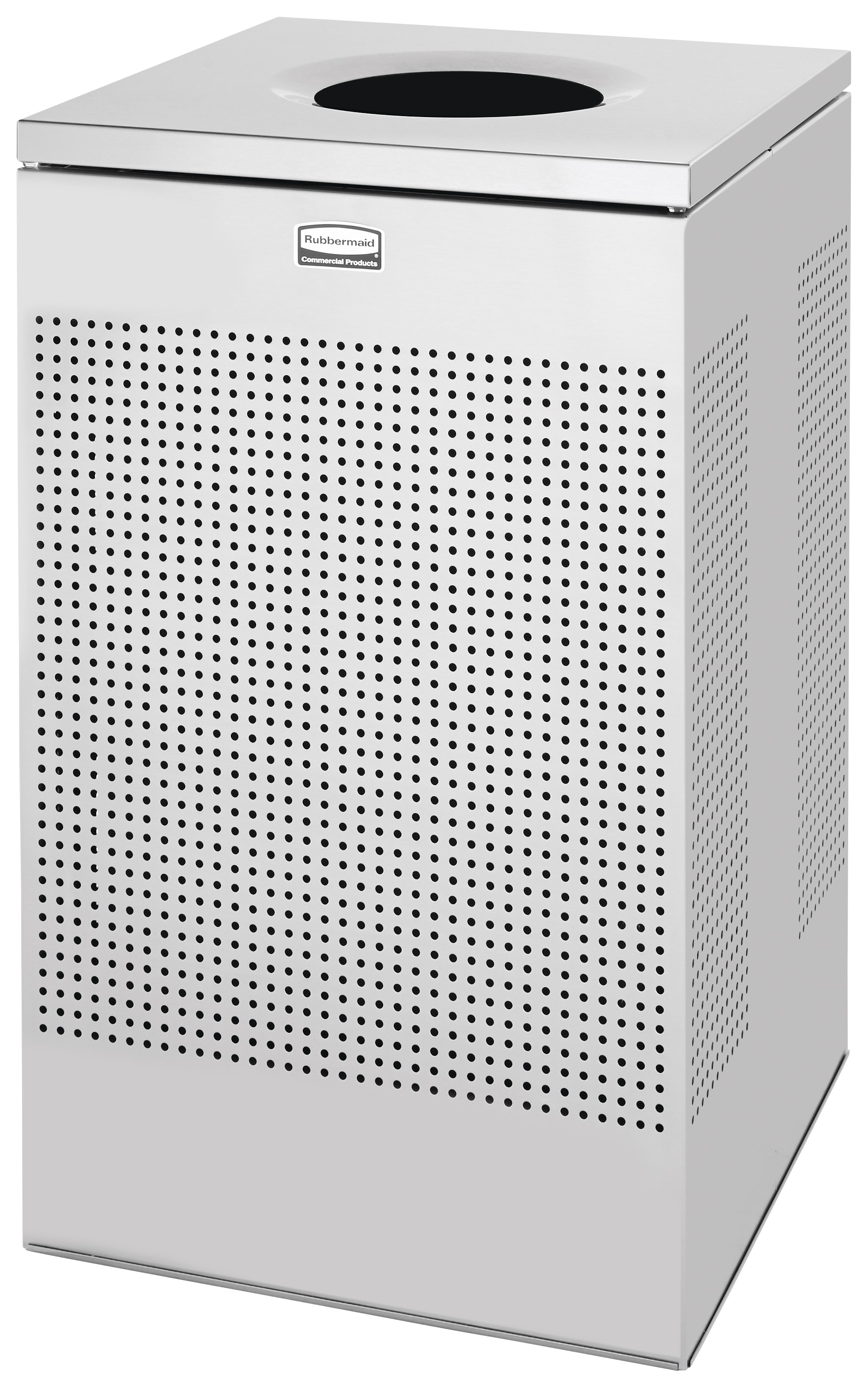 The sleek Silhouettes 29 Gallon FGSC18 Decorative Square Indoor Waste Container has a contemporary perforated pattern designed to seamlessly and beautifully blend with modern facilities and environments. High-quality materials and craftsmanship ensure containers can withstand the rigors of everyday use.