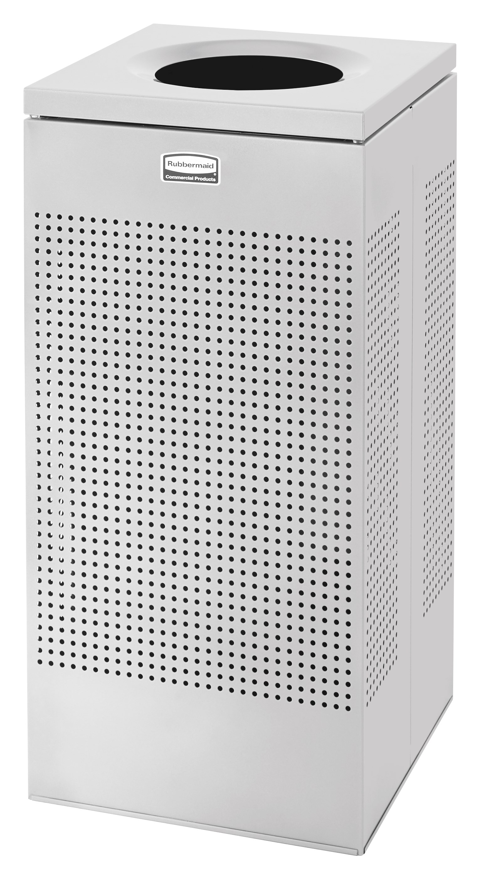The sleek Silhouettes 24 Gallon FGSC14 Decorative Square Indoor Waste Container has a contemporary perforated pattern designed to seamlessly and beautifully blend with modern facilities and environments. High-quality materials and craftsmanship ensure containers can withstand the rigors of everyday use.
