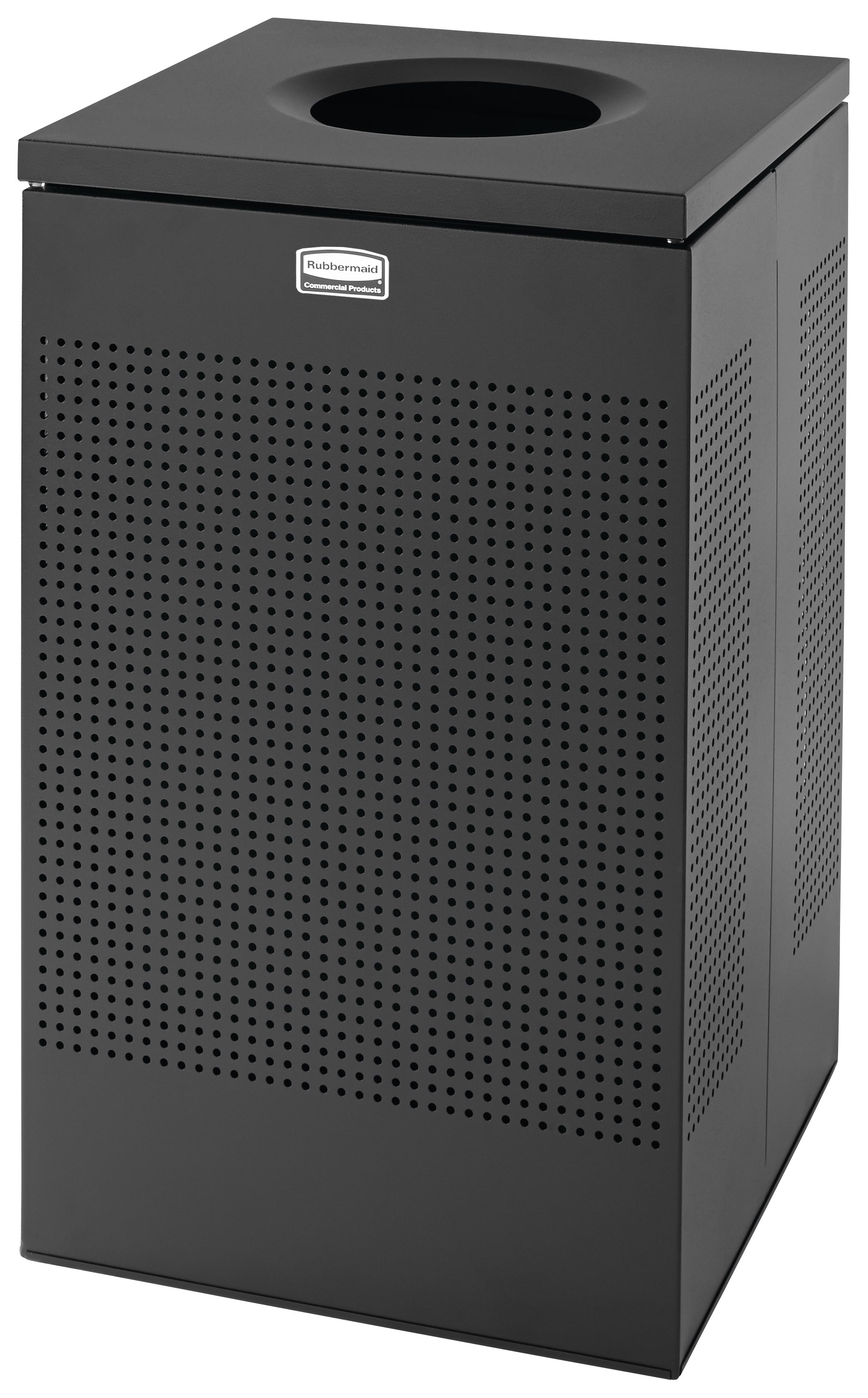 The sleek Silhouettes 29 Gallon FGSC18 Decorative Square Indoor Waste Container has a contemporary perforated pattern designed to seamlessly and beautifully blend with modern facilities and environments. High-quality materials and craftsmanship ensure containers can withstand the rigors of everyday use.
