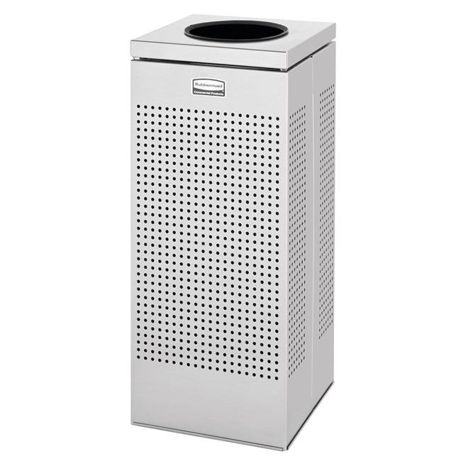 The sleek Silhouettes 10 Gallon FGSC10 Decorative Square Indoor Waste Container has a contemporary perforated pattern designed to seamlessly and beautifully blend with modern facilities and environments. High-quality materials and craftsmanship ensure containers can withstand the rigors of everyday use.