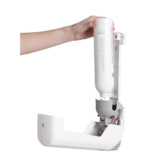 The CrackleClean™ Dispenser is a manual, wall-mounted system that dispenses a foaming gel formula that crackles when dispensed, providing an interactive and engaging experience that encourages users to sanitize more frequently.
