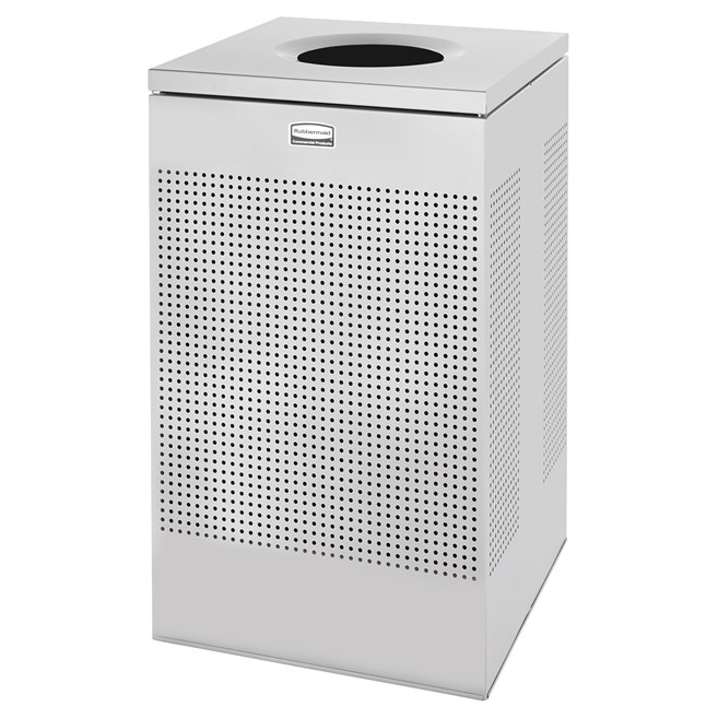 The sleek Silhouettes 29 Gallon FGSC18 Decorative Square Indoor Waste Container has a contemporary perforated pattern designed to seamlessly and beautifully blend with modern facilities and environments. High-quality materials and craftsmanship ensure containers can withstand the rigors of everyday use.