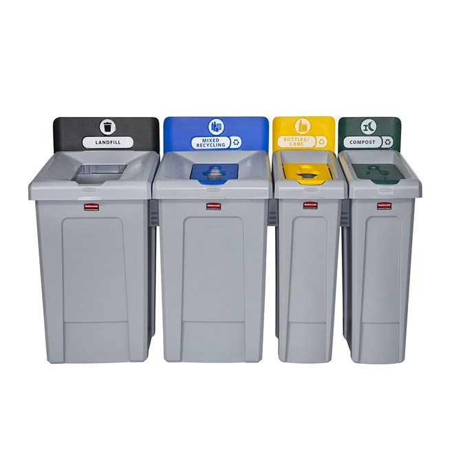The Slim Jim® Recycling Station offers a front-of-house look with back-of-house functionality. It seamlessly connects with the 23G Slim Jim Recycling Station for a customizable recycling solution.