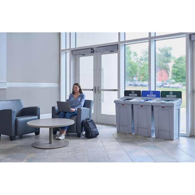 The Slim Jim® Recycling Station offers a front-of-house look with back-of-house functionality. It seamlessly connects with the 23G Slim Jim Recycling Station for a customizable recycling solution.