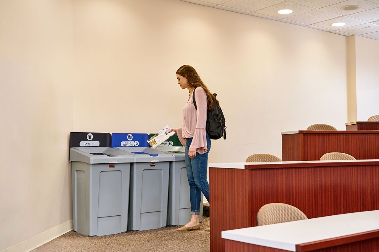 The Slim Jim® Recycling Station offers a front-of-house look with back-of-house functionality. It seamlessly connects with the 23G Slim Jim Recycling Station for a customizable recycling solution.