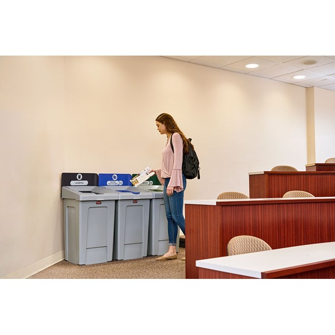The Slim Jim® Recycling Station offers a front-of-house look with back-of-house functionality. It seamlessly connects with the 23G Slim Jim Recycling Station for a customizable recycling solution.
