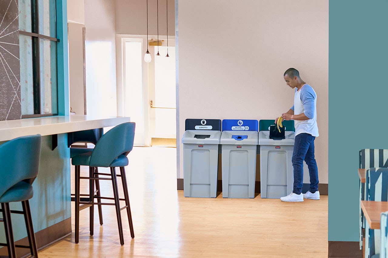 The Slim Jim® Recycling Station offers a front-of-house look with back-of-house functionality. It seamlessly connects with the 23G Slim Jim Recycling Station for a customizable recycling solution.