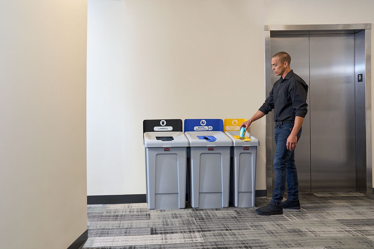 The Slim Jim® Recycling Station offers a front-of-house look with back-of-house functionality. It seamlessly connects with the 23G Slim Jim Recycling Station for a customizable recycling solution.