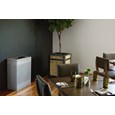 The sleek Silhouettes 13 Gallon FGSR14 Decorative Rectangle Indoor Waste Container has a contemporary perforated pattern designed to seamlessly and beautifully blend with modern facilities and environments. High-quality materials and craftsmanship ensure containers can withstand the rigors of everyday use.