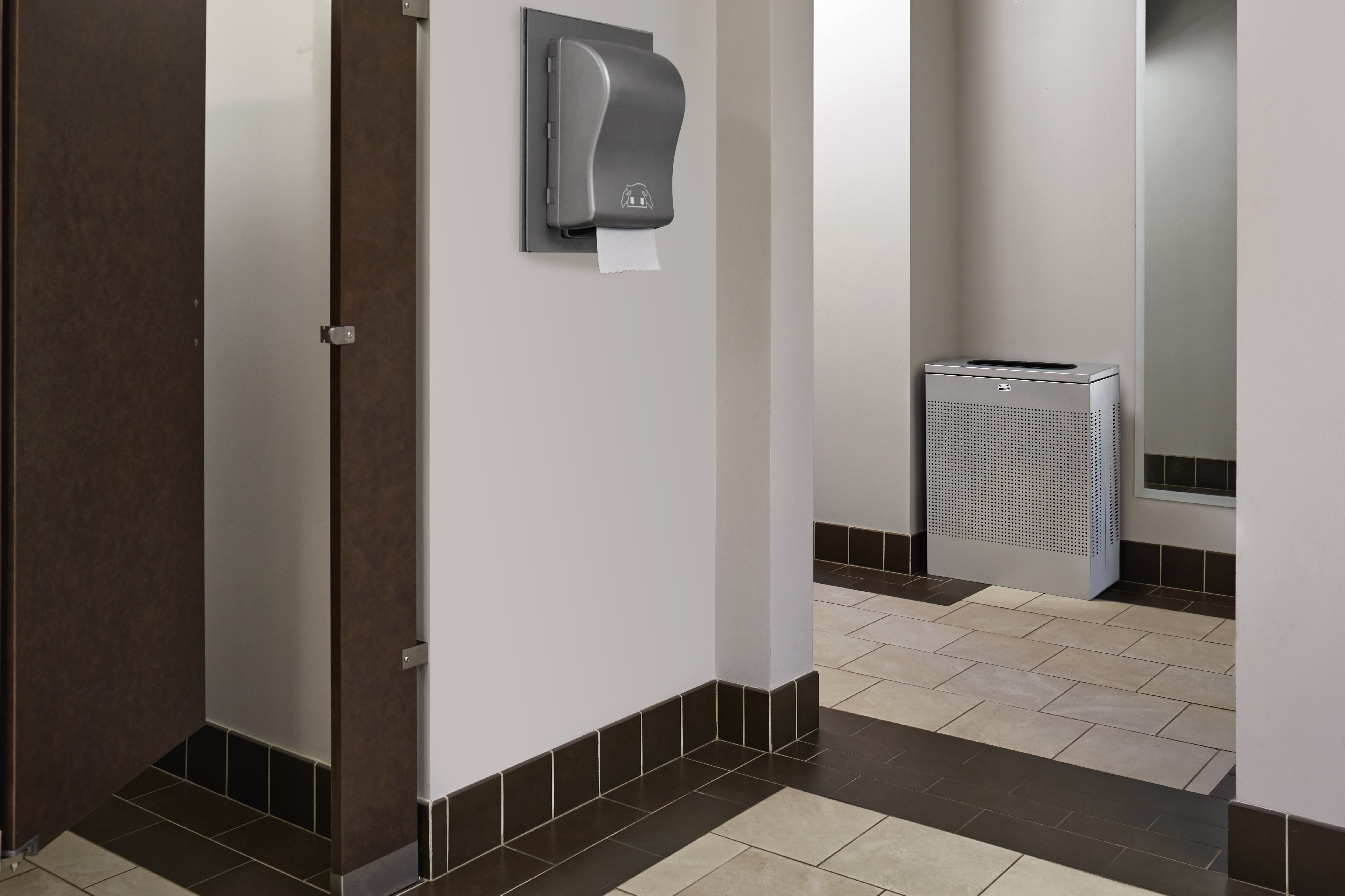 The sleek Silhouettes 13 Gallon FGSR14 Decorative Rectangle Indoor Waste Container has a contemporary perforated pattern designed to seamlessly and beautifully blend with modern facilities and environments. High-quality materials and craftsmanship ensure containers can withstand the rigors of everyday use.