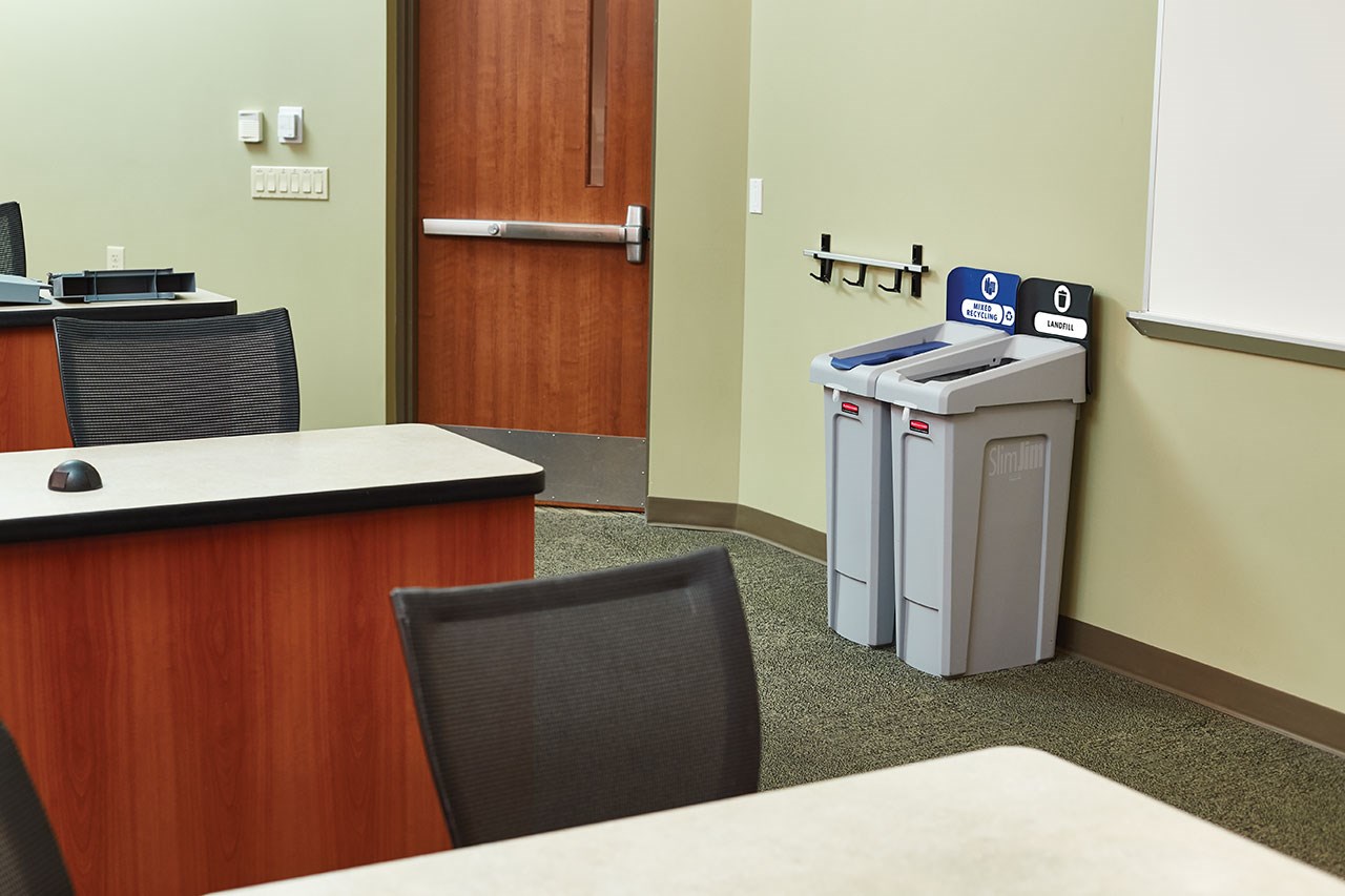 The Slim Jim® Recycling Station offers a front-of-house look with back-of-house functionality. It seamlessly connects with the 33G Slim Jim Recycling Station for a customizable recycling solution.