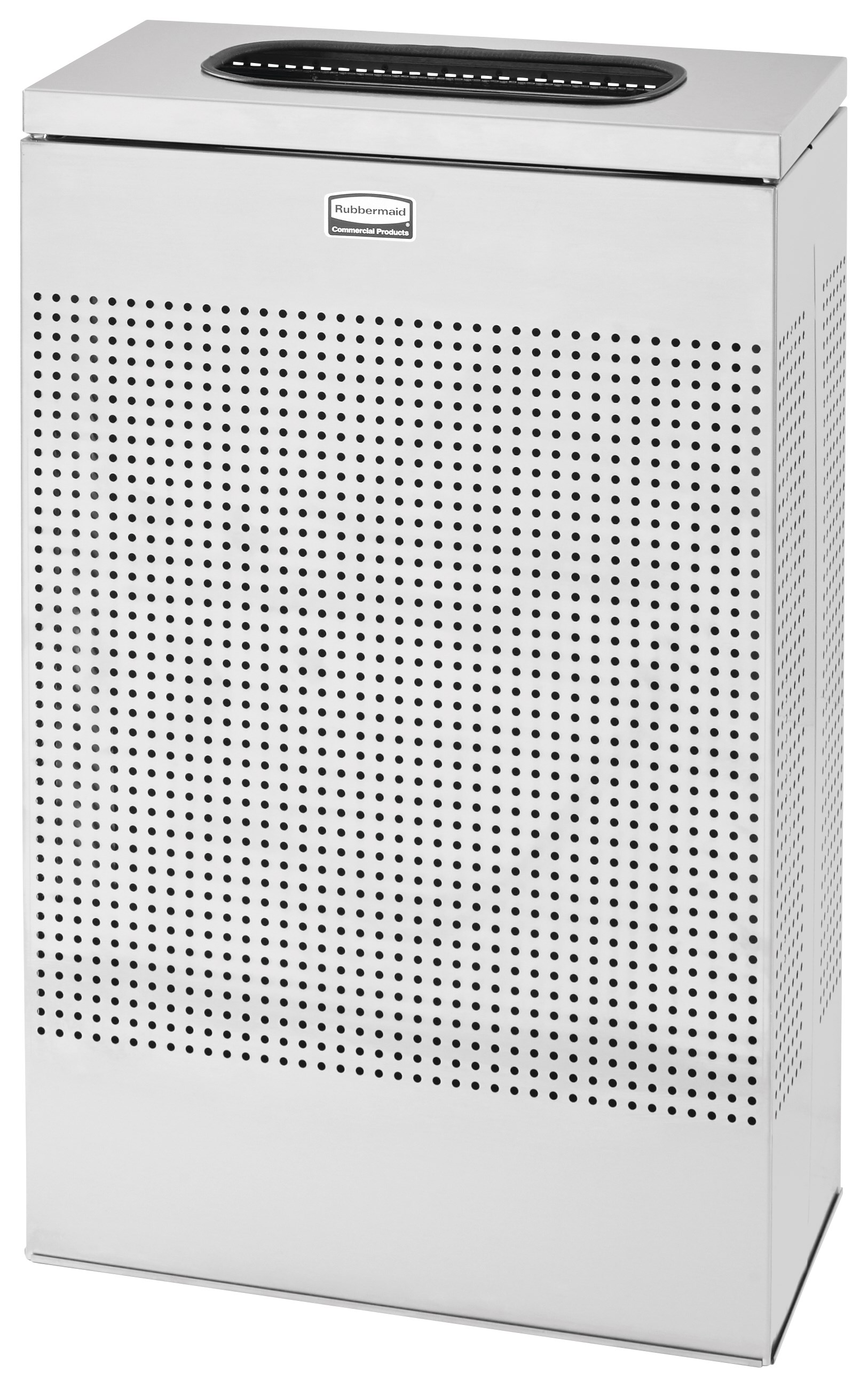 The sleek Silhouettes 13 Gallon FGSR14 Decorative Rectangle Indoor Waste Container has a contemporary perforated pattern designed to seamlessly and beautifully blend with modern facilities and environments. High-quality materials and craftsmanship ensure containers can withstand the rigors of everyday use.