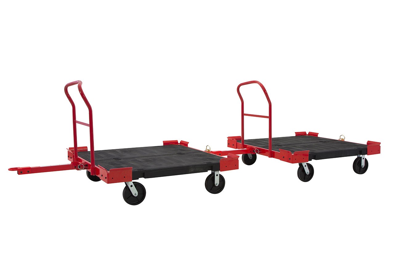 The Towable Pallet Cart is ideal for moving multiple heavy oversized loads throughout a facility with up to a 2,500 lb. capacity.