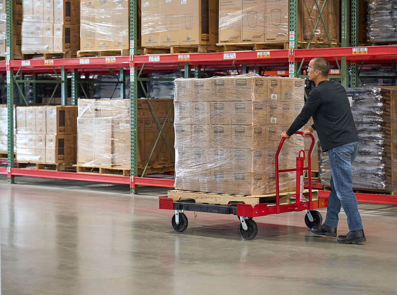 The Towable Pallet Cart is ideal for moving multiple heavy oversized loads throughout a facility with up to a 2,500 lb. capacity.