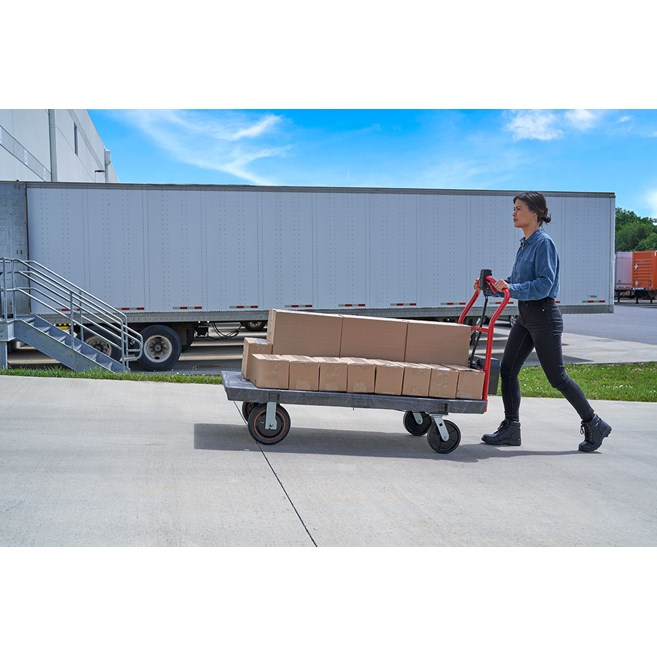 The Platform Truck Motorized Kit, boosted by PROPWR™ batteries, is ideal for users who want the benefits of motorized power for moving heavy loads and reducing user strain.