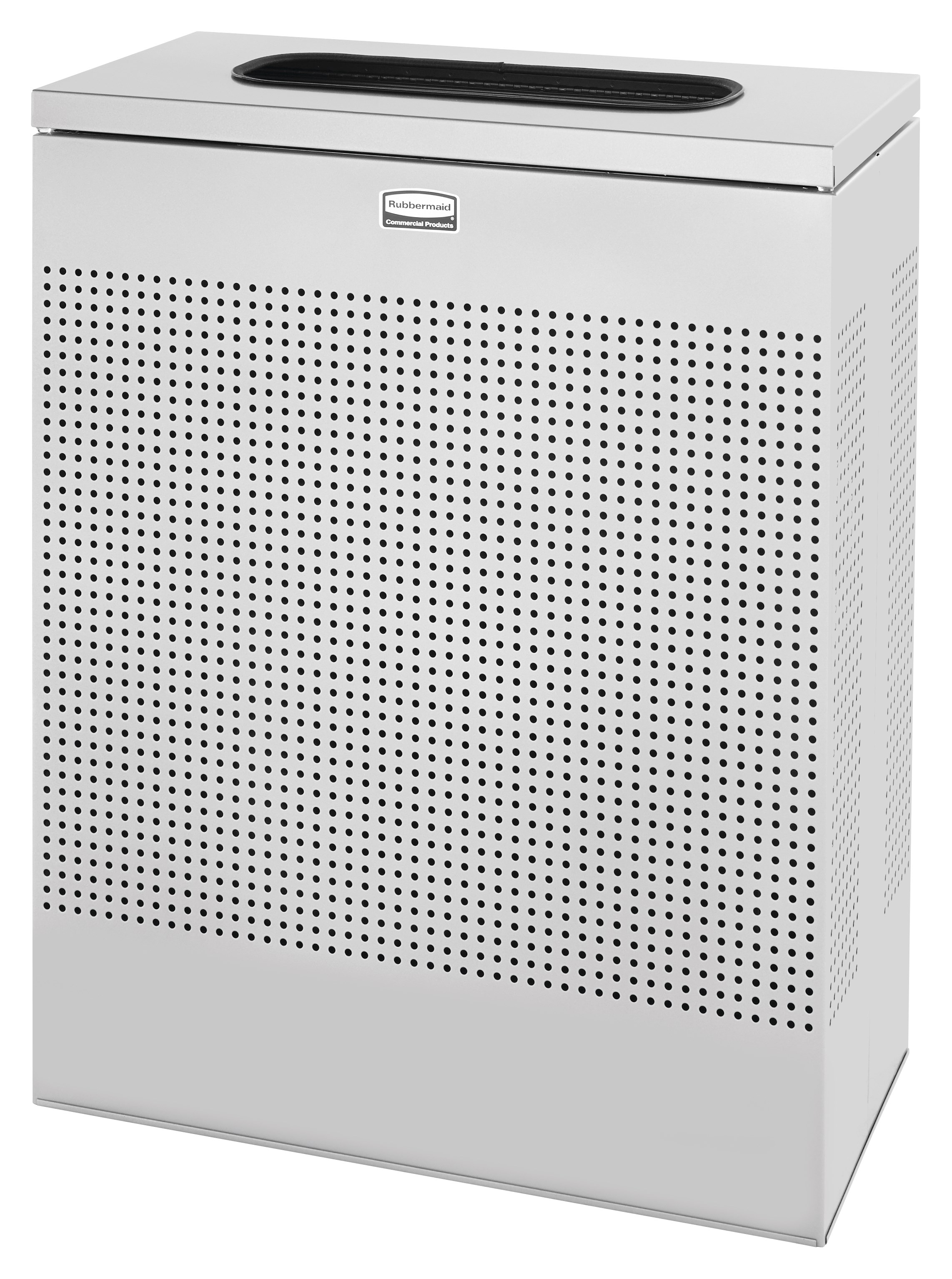 The sleek Silhouettes 40 Gallon FGSR18 Decorative Rectangle Indoor Waste Container has a contemporary perforated pattern designed to seamlessly and beautifully blend with modern facilities and environments. High-quality materials and craftsmanship ensure containers can withstand the rigors of everyday use.