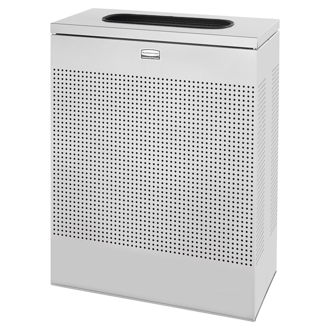 The sleek Silhouettes 40 Gallon FGSR18 Decorative Rectangle Indoor Waste Container has a contemporary perforated pattern designed to seamlessly and beautifully blend with modern facilities and environments. High-quality materials and craftsmanship ensure containers can withstand the rigors of everyday use.
