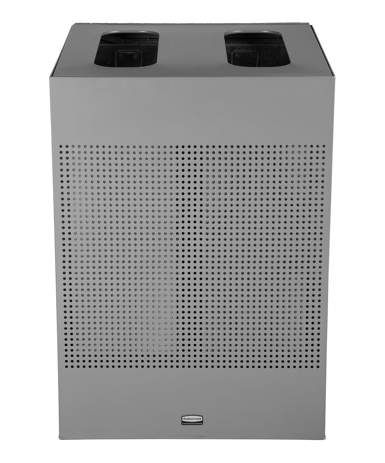 The sleek Silhouettes 34 Gallon Dual Stream Square Indoor Waste Container has a contemporary perforated pattern designed to seamlessly and beautifully blend with modern facilities and environments. Dual stream design includes two metal liners for improved waste diversion.