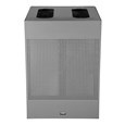 The sleek Silhouettes 34 Gallon Dual Stream Square Indoor Waste Container has a contemporary perforated pattern designed to seamlessly and beautifully blend with modern facilities and environments. Dual stream design includes two metal liners for improved waste diversion.