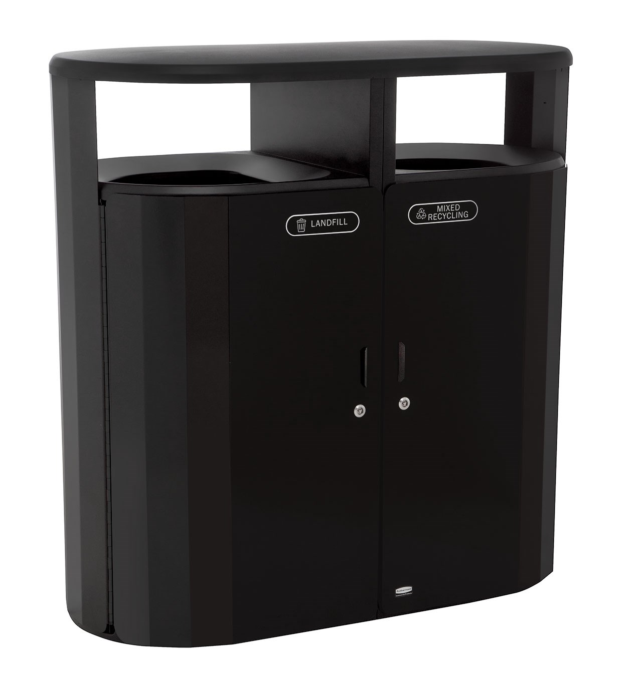 Resist® Dual Stream Trash & Recycling 2x33 Gal, Textured Black/Black Gloss