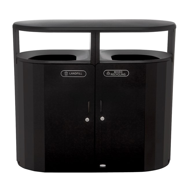 The Resist® Dual Stream Waste & Recycling Container is designed to maintain high-quality aesthetics under the most extreme outdoor conditions. Proprietary fan design resists up to 500lbs. of sustained blunt force.