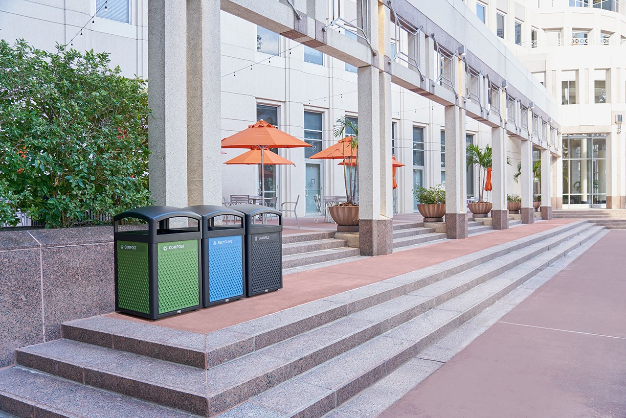 The Medium Landfill Decorative Panels pair with the 35 Gal Landmark Series Containers (sold separately) or 41 Gal Tailor™ Container (sold separately) for a customizable waste solution.