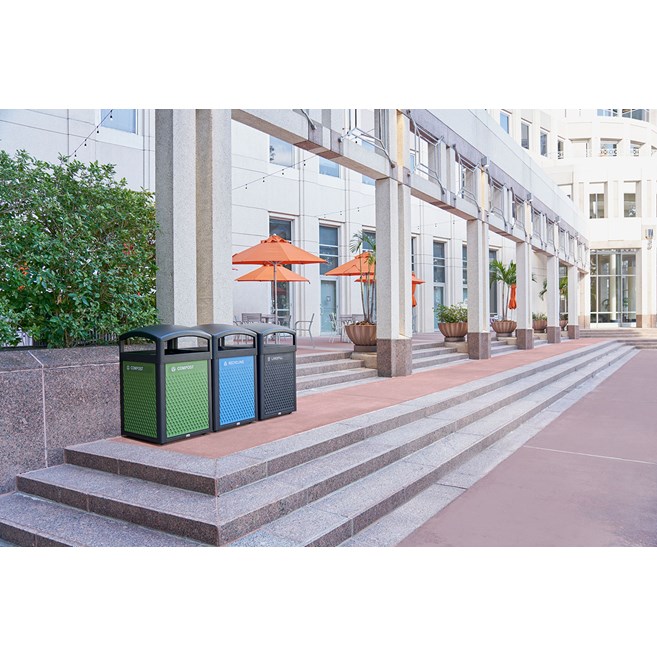 The Medium Mixed Recycling  Decorative Panels pair with the 35 Gal Landmark Series Containers (sold separately) or 41 Gal Tailor™ Container (sold separately) for a customizable waste solution.