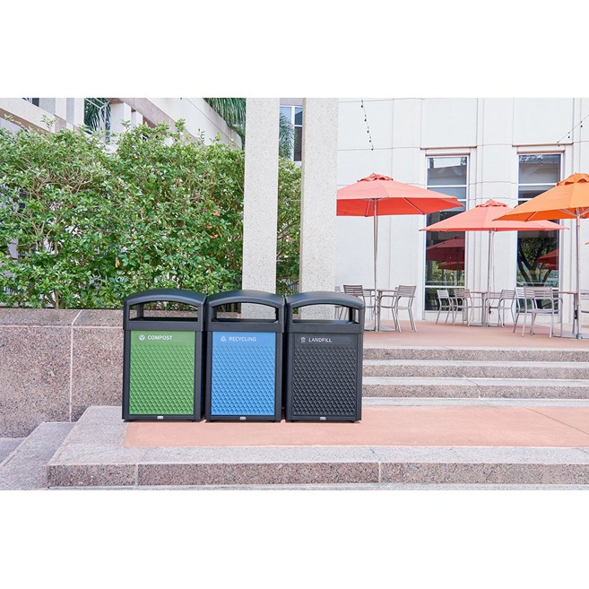The Medium Mixed Recycling  Decorative Panels pair with the 35 Gal Landmark Series Containers (sold separately) or 41 Gal Tailor™ Container (sold separately) for a customizable waste solution.