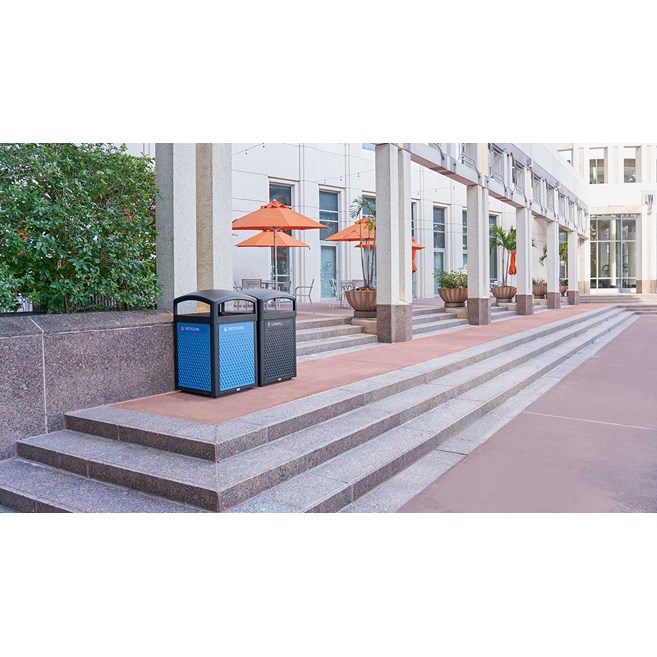 The Medium Mixed Recycling  Decorative Panels pair with the 35 Gal Landmark Series Containers (sold separately) or 41 Gal Tailor™ Container (sold separately) for a customizable waste solution.