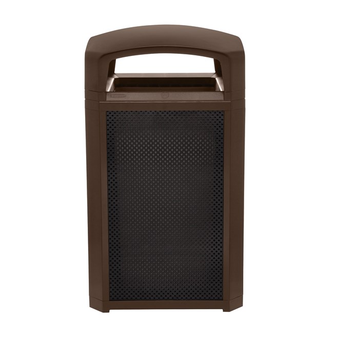 Landmark Series® Containers with Domed Top are the ideal solution for high-volume outdoor waste collection. Easy-to-service design features a hinged top with a stay-open strap to access rigid liner for quick waste removal.