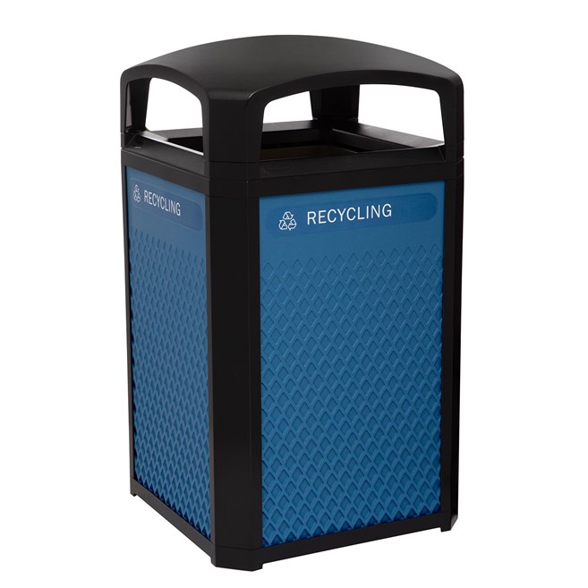 Landmark Series® Containers are the ideal solution for high-volume outdoor waste collection. Easy-to-service design features a hinged top with a stay-open strap to access rigid liner for quick waste removal.