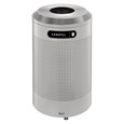 The sleek Silhouettes 26 Gallon FGDRR24 Decorative Round Indoor Recycling Container has a contemporary perforated pattern designed to seamlessly and beautifully blend with modern facilities and environments.