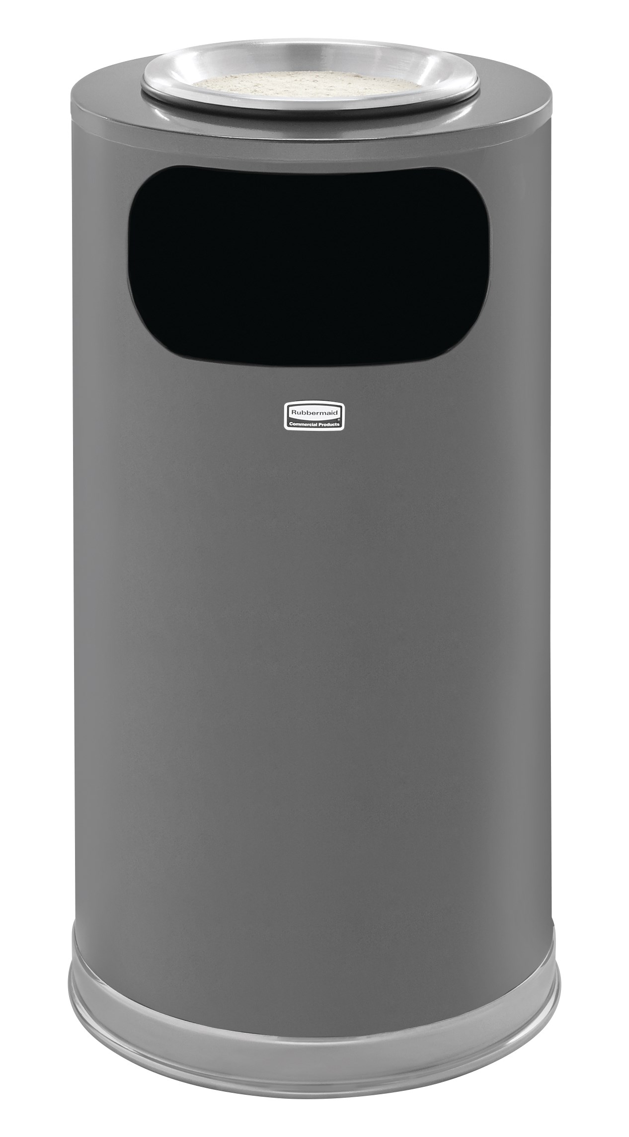 The Metallic Series 12 Gallon FGSO16SU Indoor Waste Container has a sleek design that blends nicely with upscale interiors.