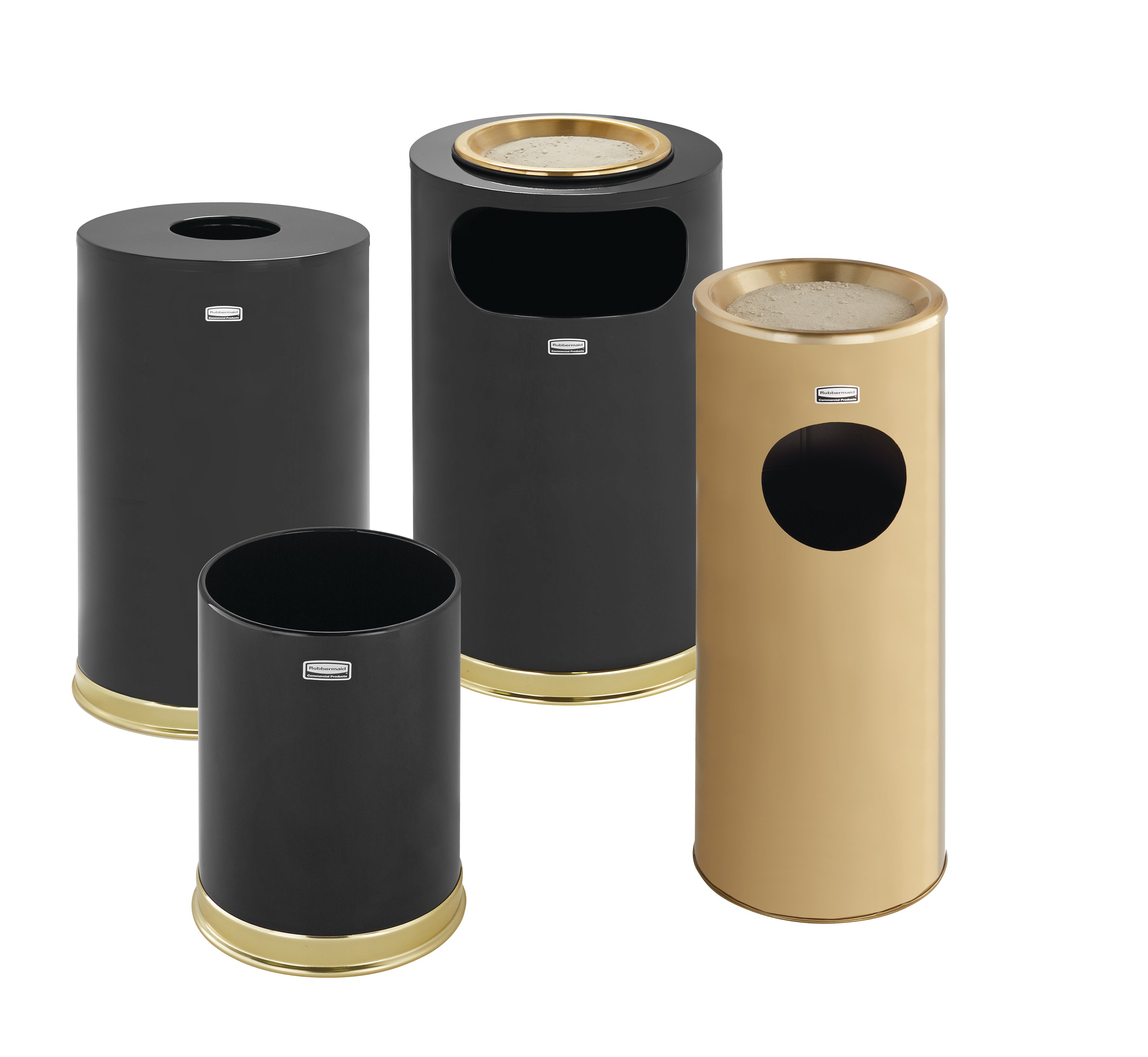 The Metallic Series 15 Gallon FGCC16 Indoor Waste Container has a sleek design that blends nicely with upscale interiors.