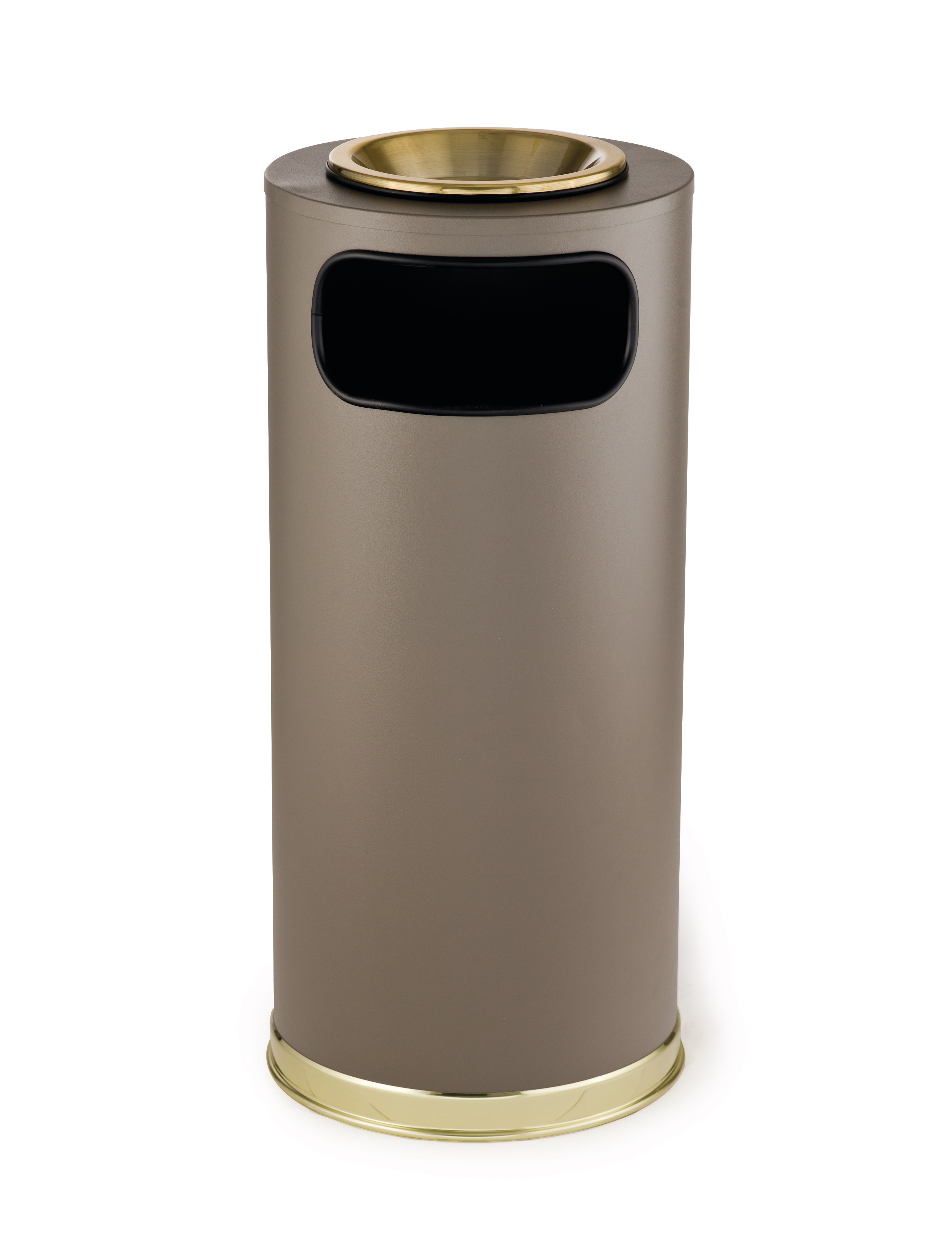 The Metallic Series 15 Gallon FGSO17SU Indoor Waste Container has a sleek design that blends nicely with upscale interiors.