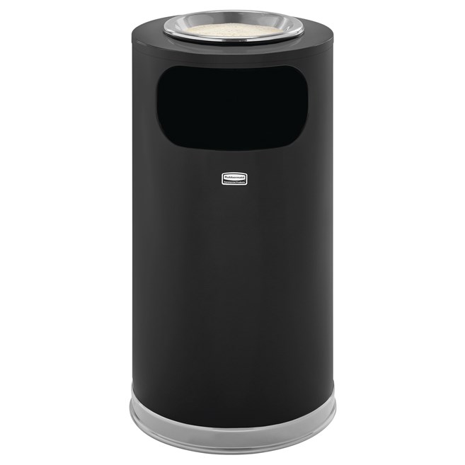 The Metallic Series 12 Gallon FGSO16SU Indoor Waste Container has a sleek design that blends nicely with upscale interiors.