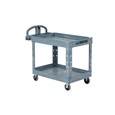 The BRUTE Heavy-Duty Utility Cart with Lipped Shelf transports materials, supplies, and heavy loads securely with up to 500 lbs. load capacity. The lipped shelves prevents items from falling off the cart and features an integrated V-notch to hold pipe and conduit securely for safe cutting.